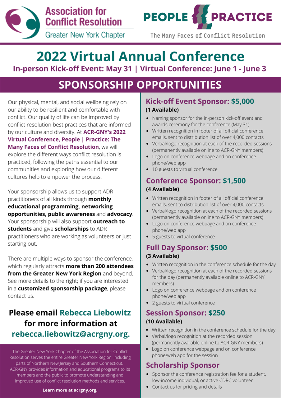 ACR-GNY 2022 Virtual Annual Conference Sponsorship Opportunities